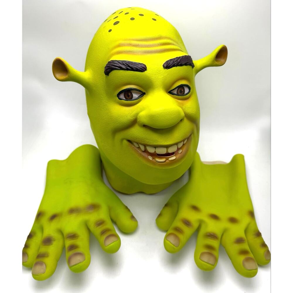 Dreamworks Shrek Latex Mask and Gloves Full Head Hands Adult Halloween Costume